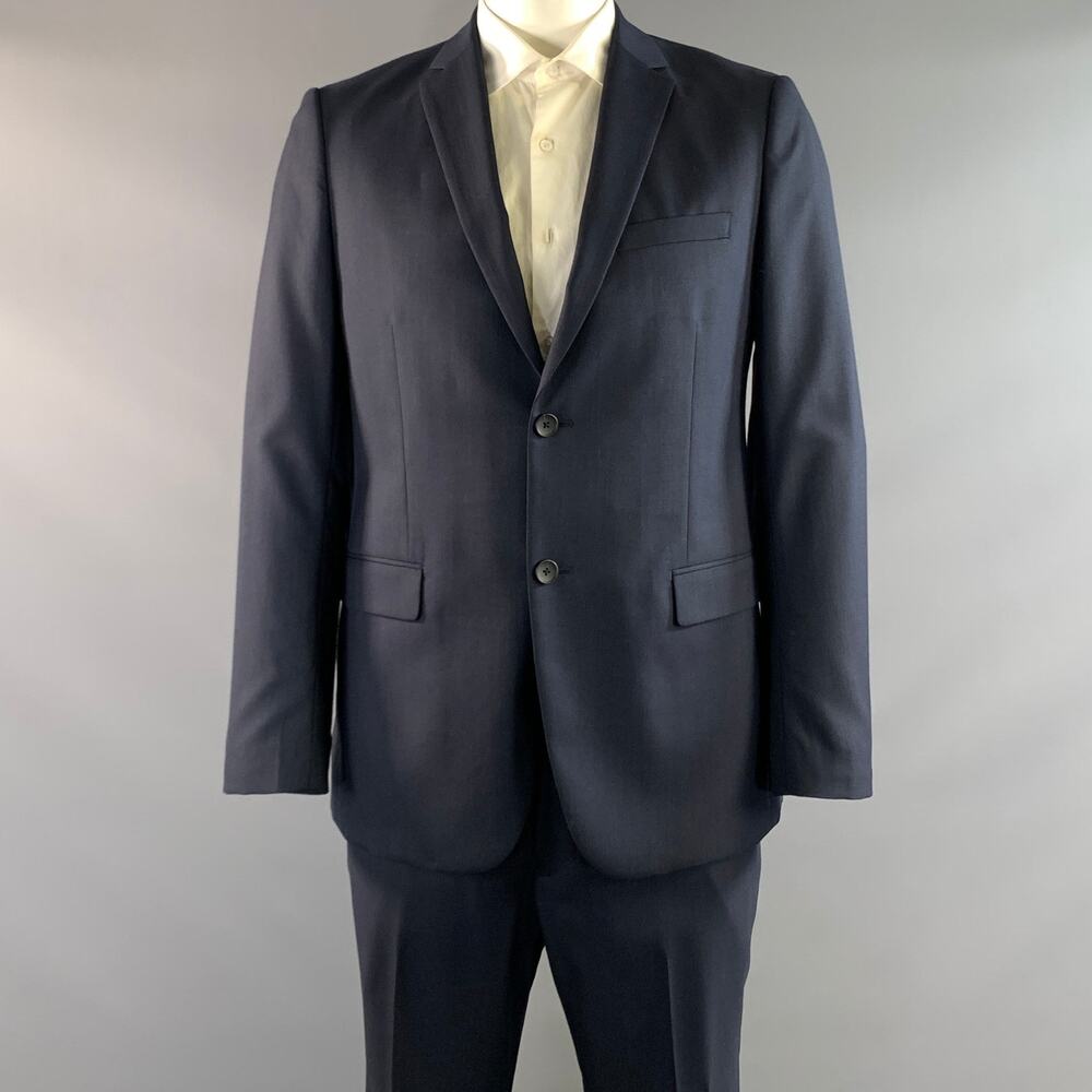 THEORY Chest Size 42 Navy Solid Wool Notch Lapel 36 35 Suit